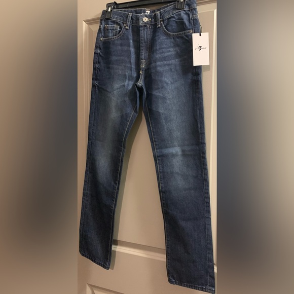 7 for all Mankind Dark Wash Slimmy Bootcut Jeans size 28 100% Cotton Y2K 90s - Picture 2 of 13